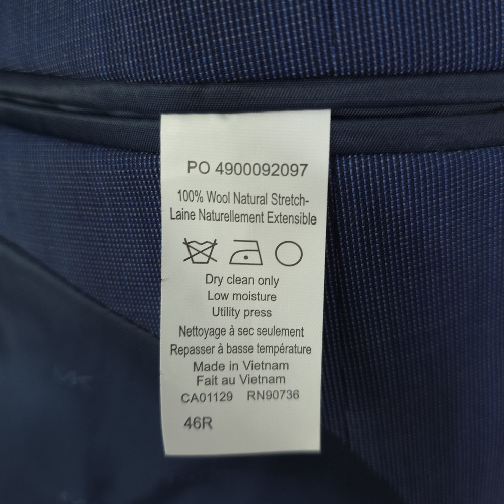 Michael Kors Men's Classic-Fit Wool Stretch Solid Suit Jacket New Sz 46reg - Picture 5 of 9